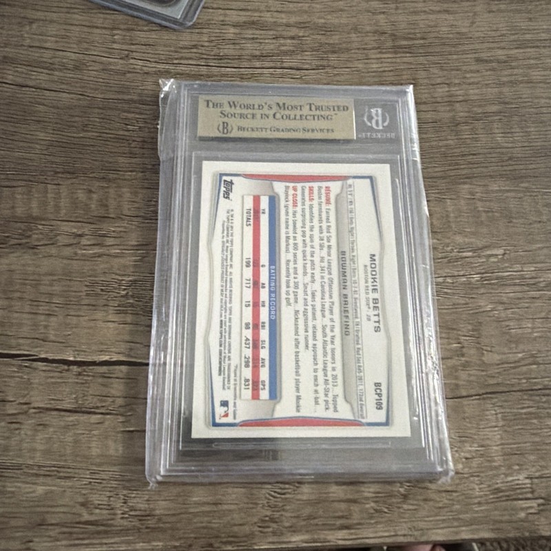 2014 Mookie Betts 1st Bowman Chrome Prospect #BCP109 BGS 9.5 GEM MINT view 2