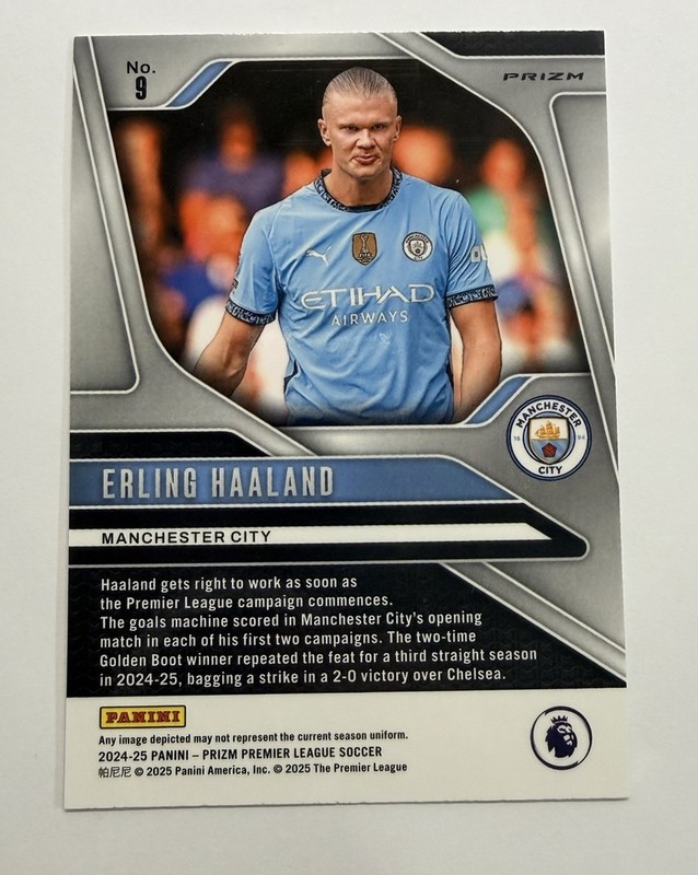 2024-25 Prizm EPL ERLING HAALAND Checkerboard Manchester City NORWAY #9 view 2