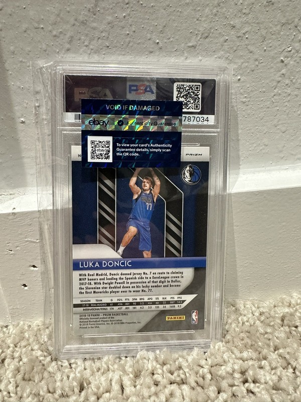 Luka Doncic Rookie Card 2018-19 Panini Prizm Fast Break Prizm #280 PSA 9 view 2