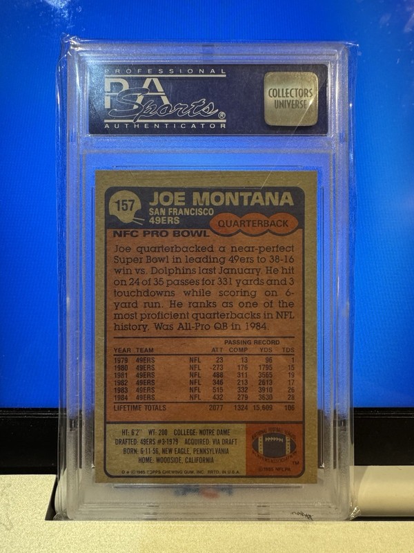 1985 Topps Joe Montana PSA 8 - #157 San Francisco 49ers view 2