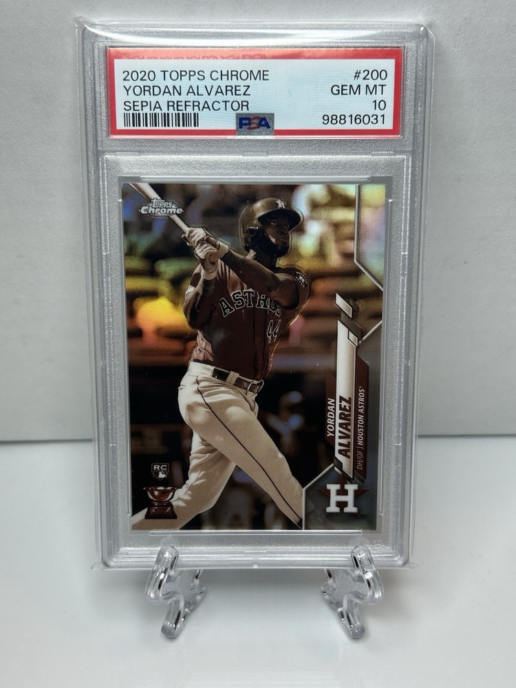 Topps Chrome 2020 Yordan Alvarez Sepia Refractor #200 PSA 10 Astros view 1