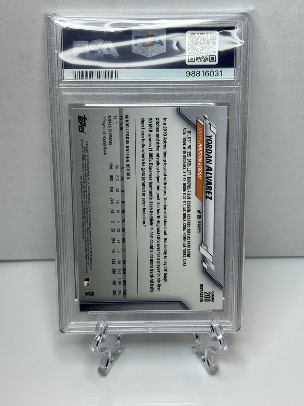 Topps Chrome 2020 Yordan Alvarez Sepia Refractor #200 PSA 10 Astros view 2