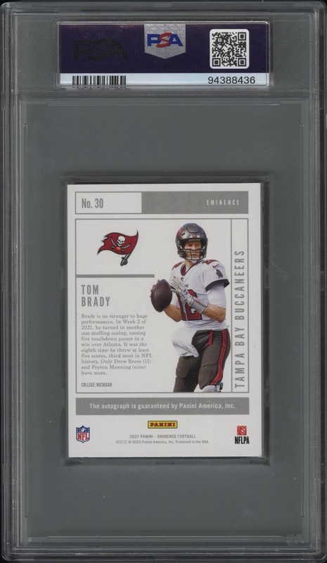 2021 Tom Brady Eminence Silver Auto PSA 8 10 TB12 Collection Autograph Proof #30 view 2