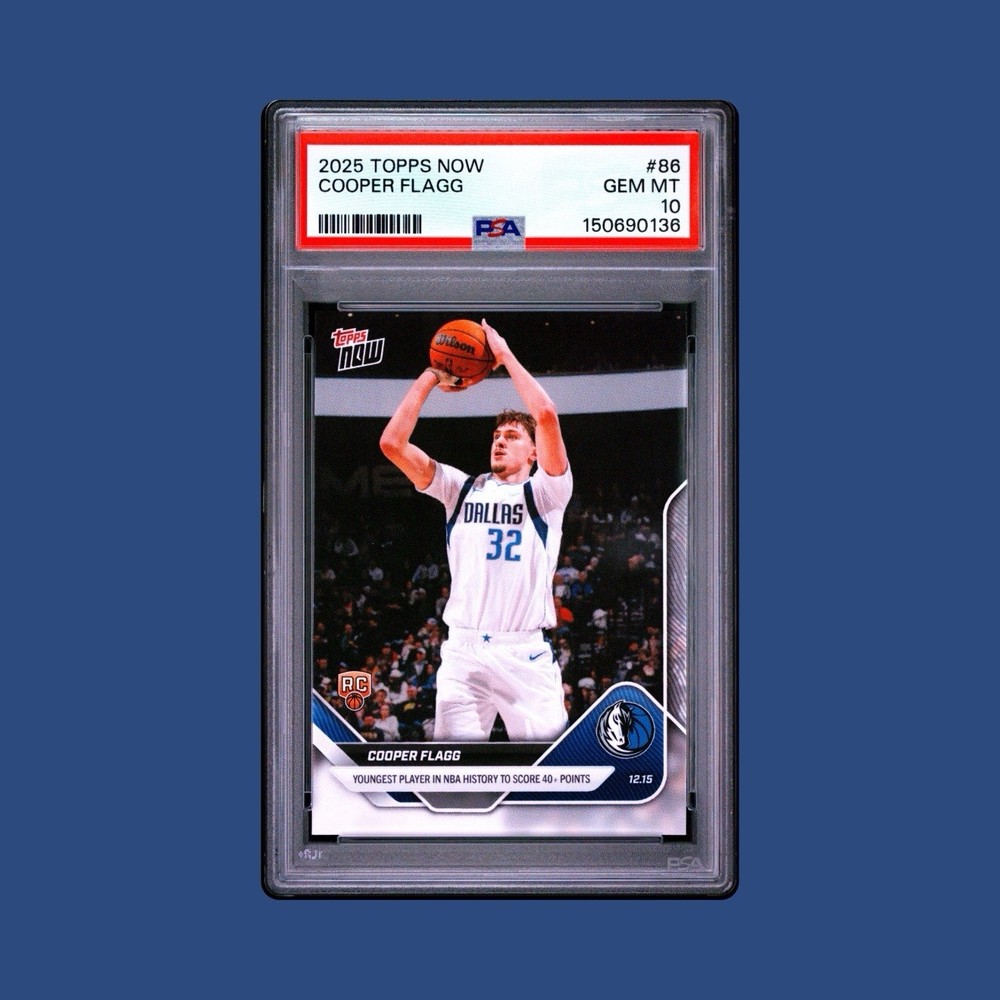PSA 10 GEM MT RC Cooper Flagg #86 2025 Topps NOW Youngest 40+ PTS NBA History