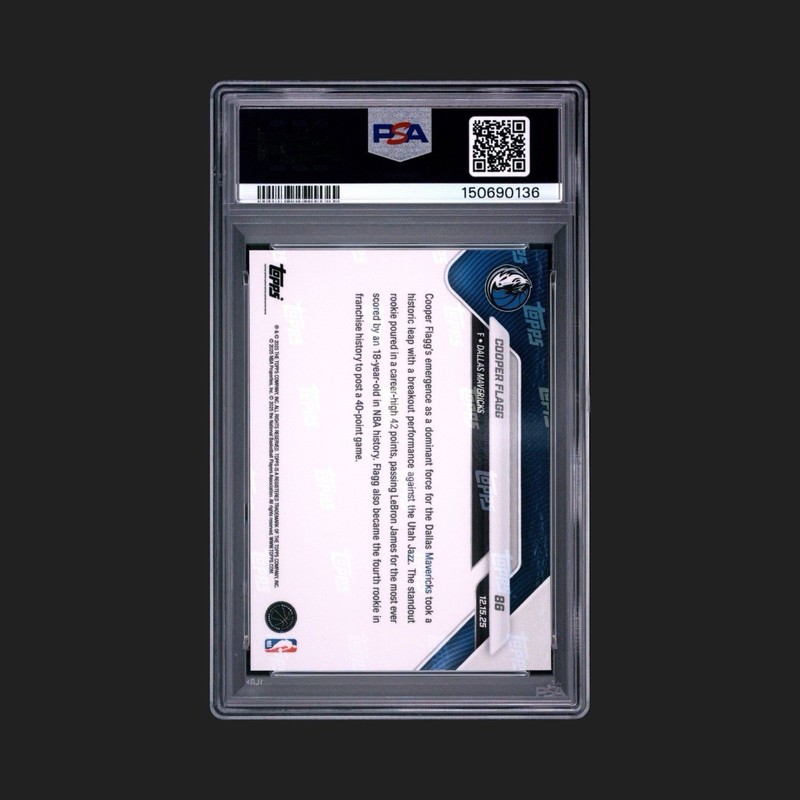 PSA 10 GEM MT RC Cooper Flagg #86 2025 Topps NOW Youngest 40+ PTS NBA History view 2