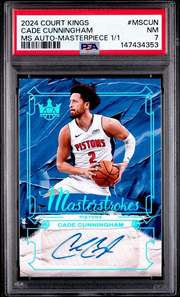 Cade Cunningham 2024 Court Kings Masterpiece Auto 1/1 PSA 7 NM Pistons 1 OF 1