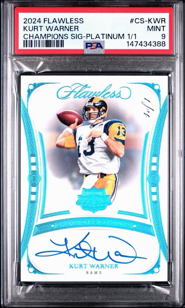 Kurt Warner 2024 Flawless Champions PLATINUM Auto 1/1 PSA 9 MINT Rams 1 OF 1