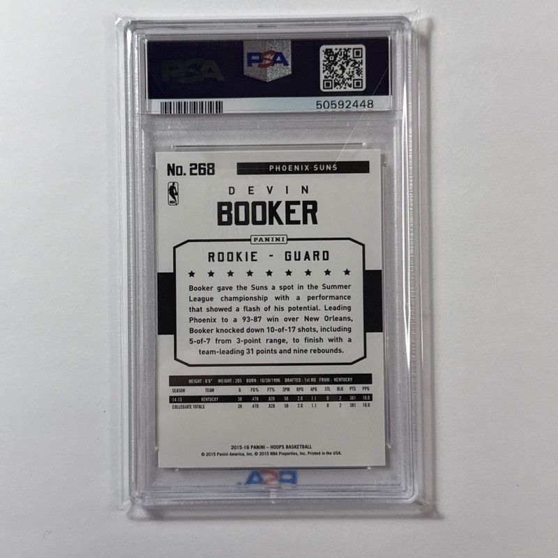 2015-16 NBA Hoops #268 DEVIN BOOKER Rookie (RC) PSA 10 - Gem Mint  view 2