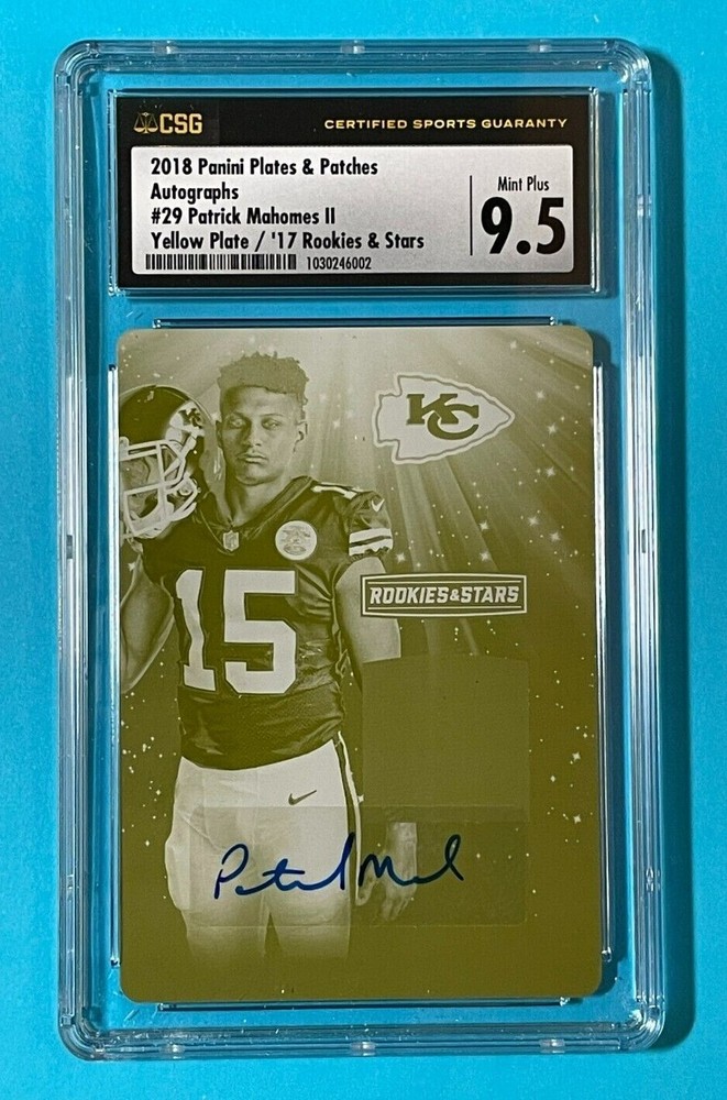PATRICK MAHOMES II 2018 PANINI P /2017 rookie & and stars 9.5 1/1 auto autograph