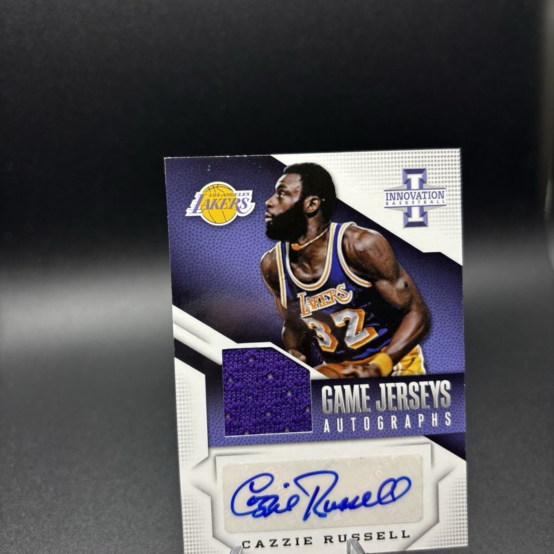 2013-14 Panini Innovation Game Worn Jerseys Auto /99 Cazzie Russell Auto Patch view 2