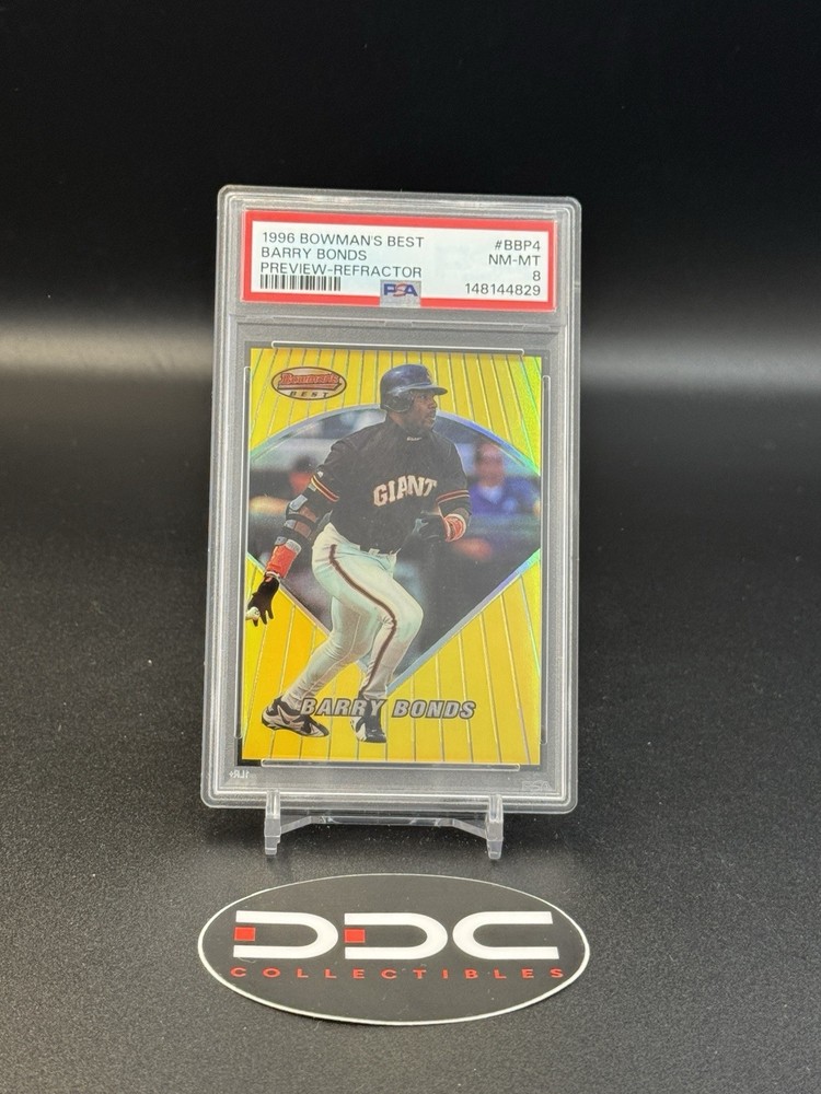1996 BOWMAN'S BEST PREVIEW REFRACTOR #BBP4 BARRY BONDS PSA 8 GIANTS