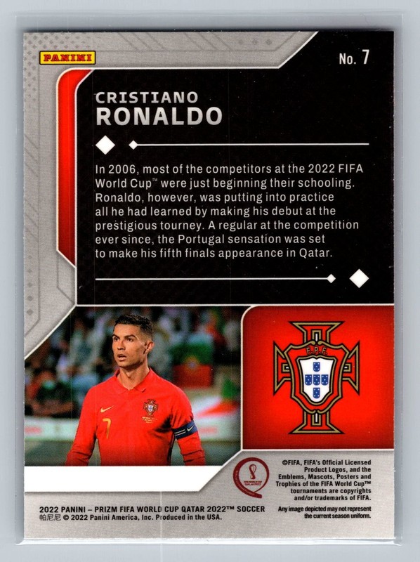 Cristiano Ronaldo 2022 Panini Prizm FIFA World Cup #7 Scorers Club view 2
