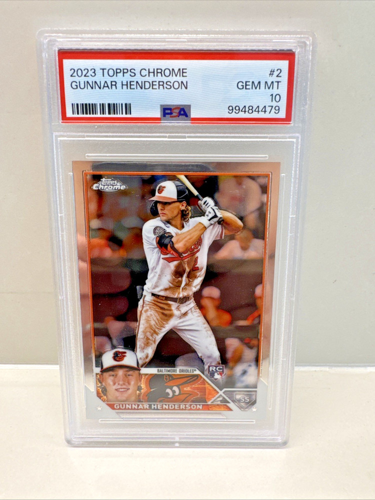 Gunnar Henderson 2023 Topps Chrome Batting #2 RC Rookie PSA 10 Baltimore Orioles