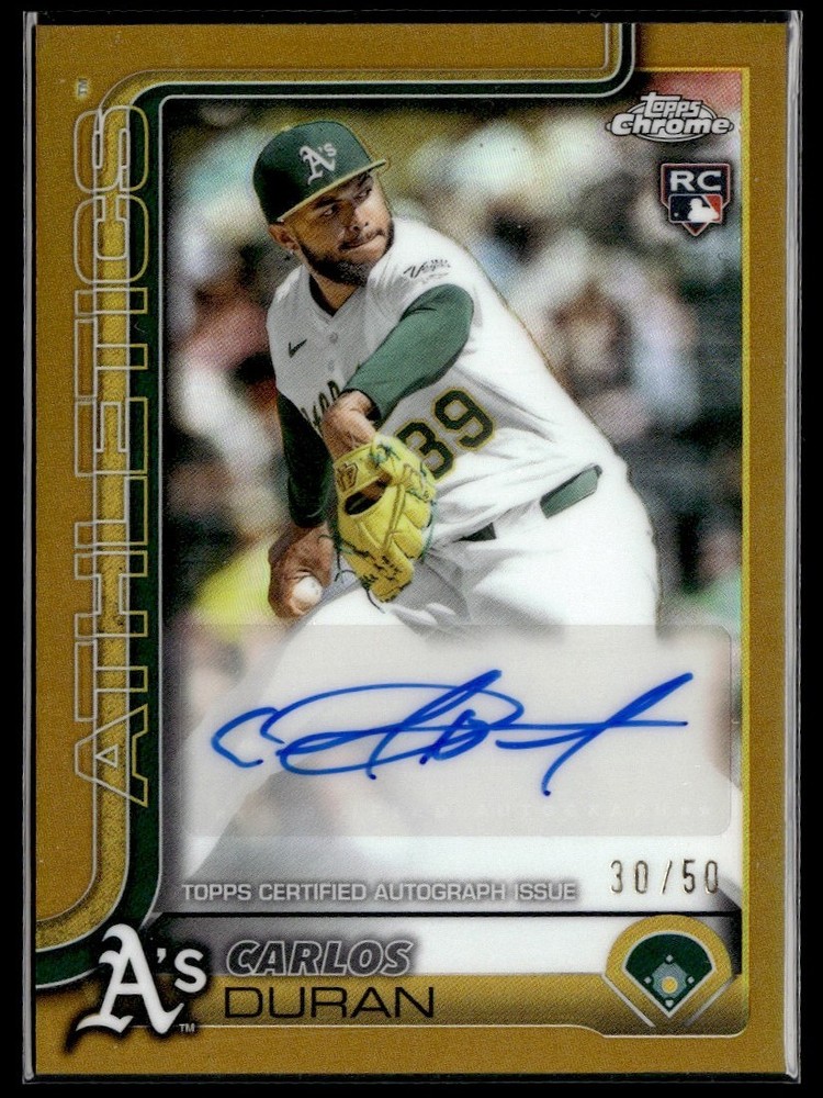 2025 Topps Chrome Gold Carlos Duran RC Auto /50 Athletics #AC-CDN view 1