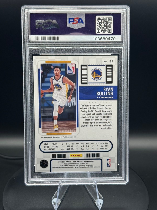 2022 Contenders Ryan Rollins #121 Rookie Ticket | ON CARD AUTO 10 PSA 10 | POP 2 view 2