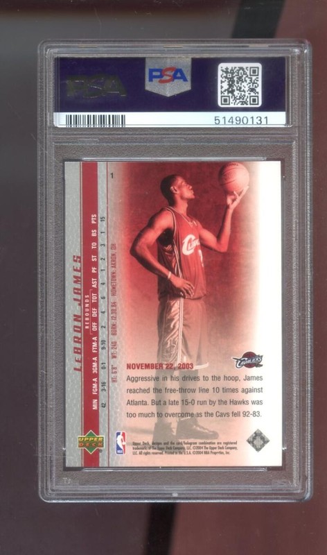 2003 Upper Deck Phenomenal Beginning #1 Lebron James ROOKIE RC PSA 10 Graded Car view 2