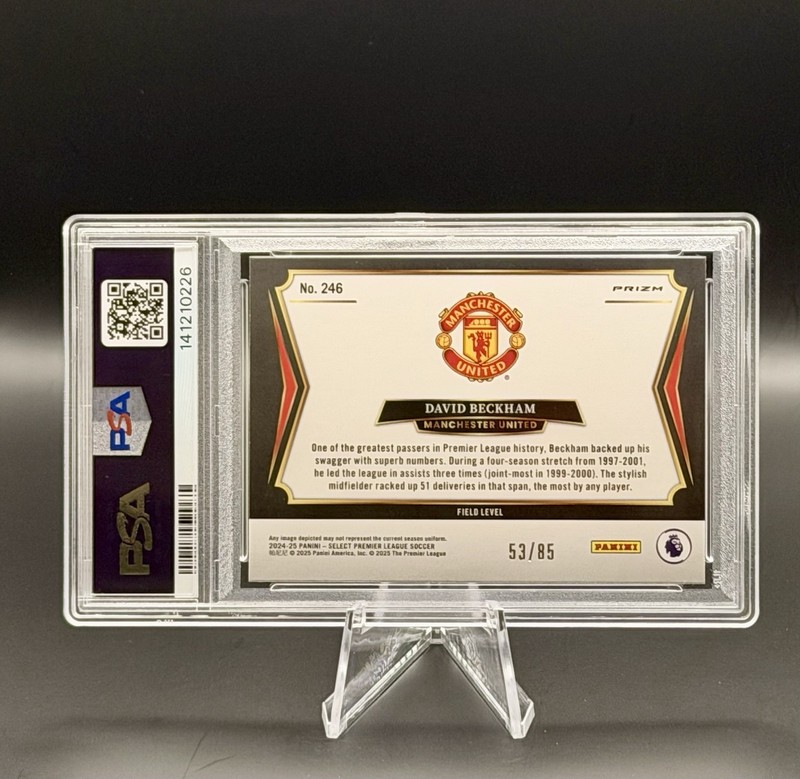 Panini 2024-25 Select White Ice David Beckham Manchester United /85 PSA 10 POP 4 view 2