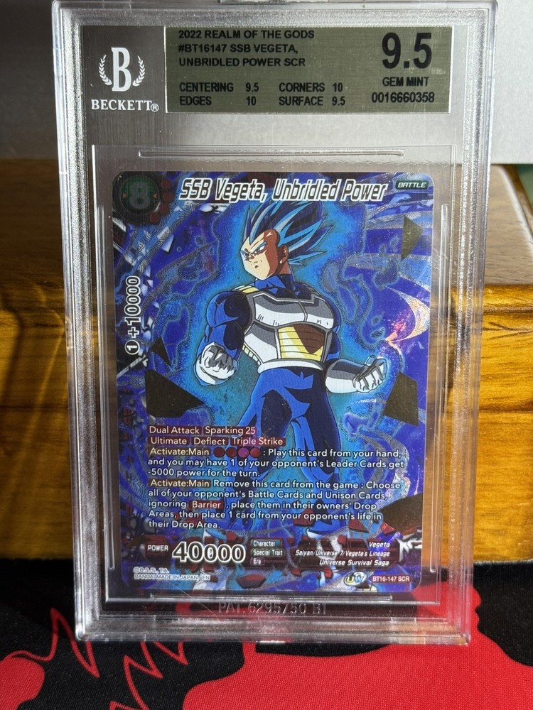 SSB Vegeta, Unbridled Power BT16-147 SCR 2022 Realm Of The Gods BGS 9.5