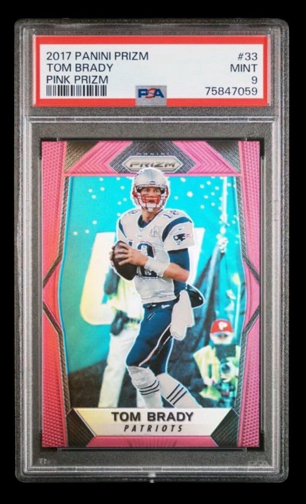 2017 panini prizm #33 tom brady; pink SSP holo prizms PSA 9  (SNEAKY RARE)
