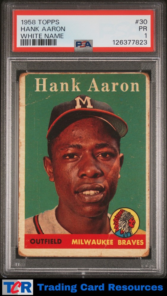 1958 Topps #30 White Name Hank Aaron PSA 1 PR