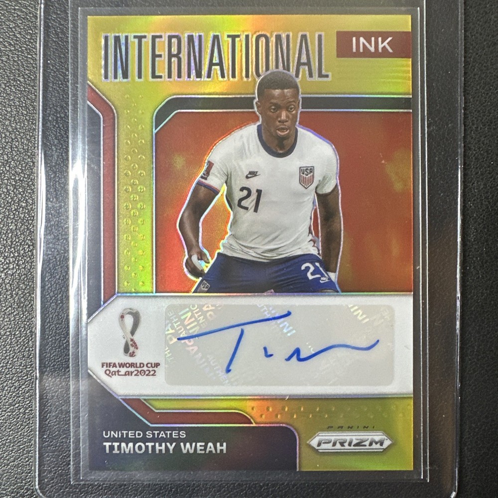 2022 PANINI PRIZM WORLD CUP QATAR AUTO TIMOTHY WEAH GOLD 10/10 RARE 🔥 