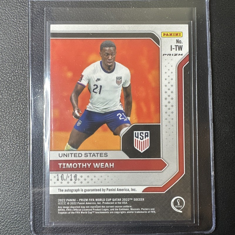 2022 PANINI PRIZM WORLD CUP QATAR AUTO TIMOTHY WEAH GOLD 10/10 RARE 🔥  view 2