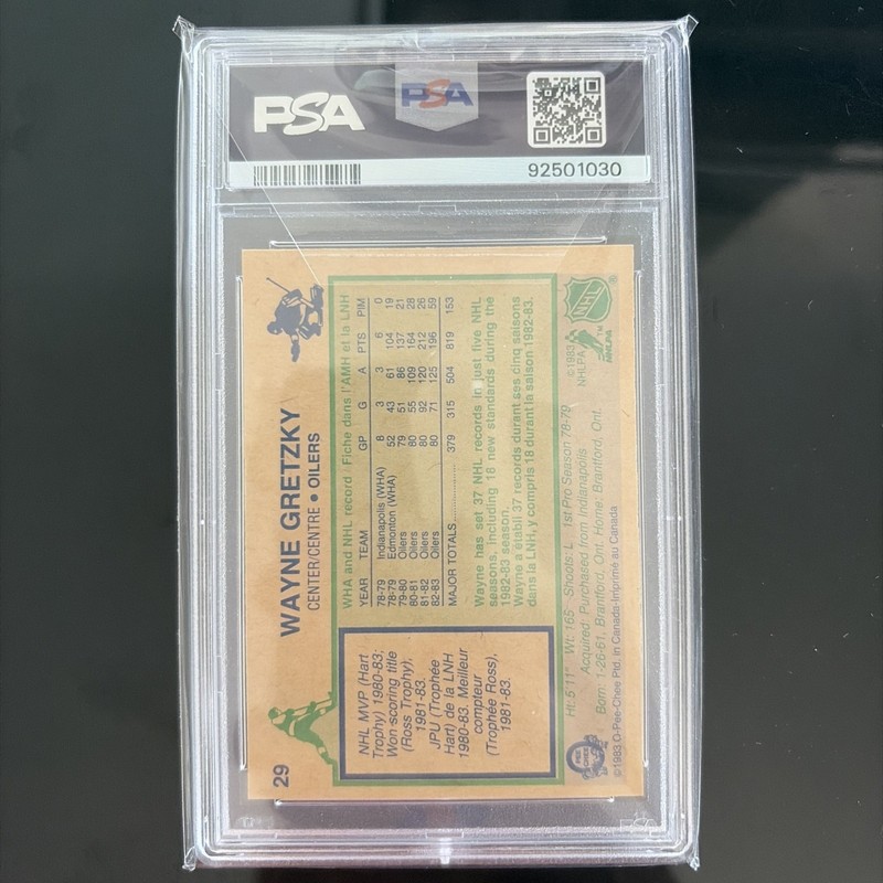 1983-84 O-PEE-CHEE WAYNE GRETZKY #29 PSA 7  NEAR MINT OPC view 2