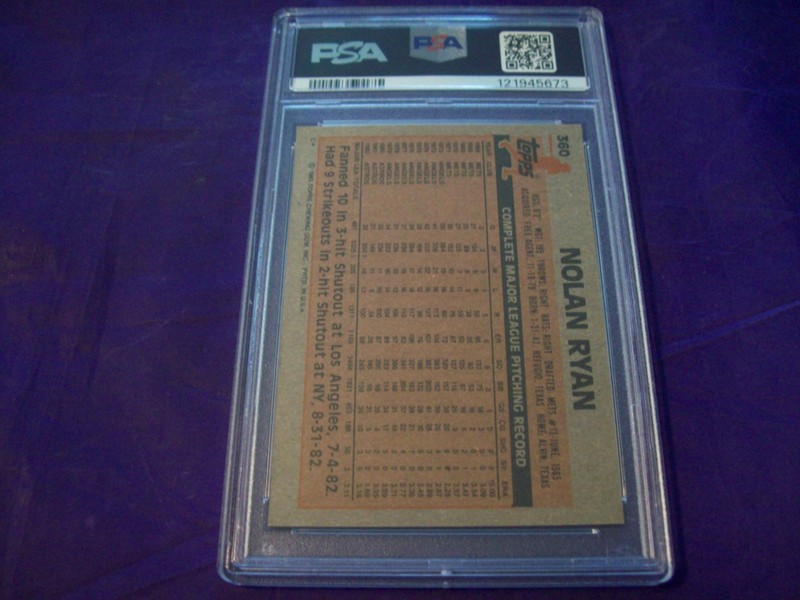 1983 TOPPS #360 NOLAN RYAN PSA 8 view 2