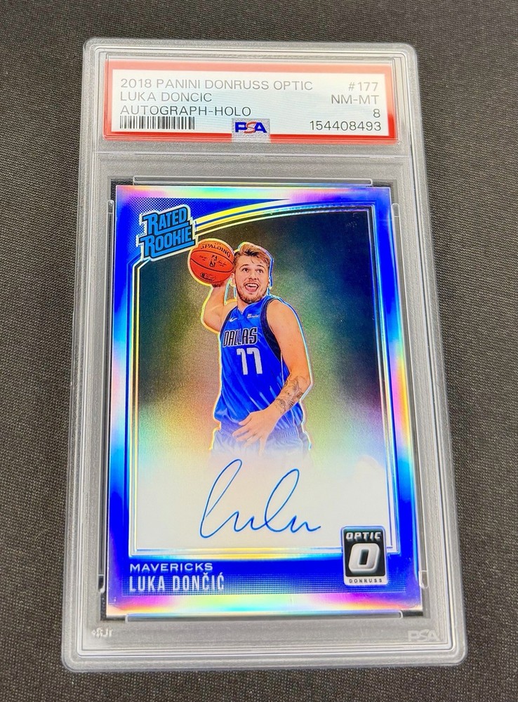 2018 Luka Doncic Donruss Optic Holo Prizm Rookie Auto PSA 8 #177 Autograph SP RC