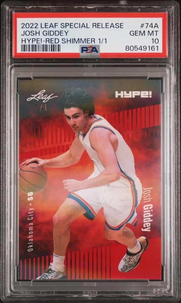 PSA 9 Josh Giddey 2022 Leaf Hype! #74A Red Shimmer 1/1 Rookie Card