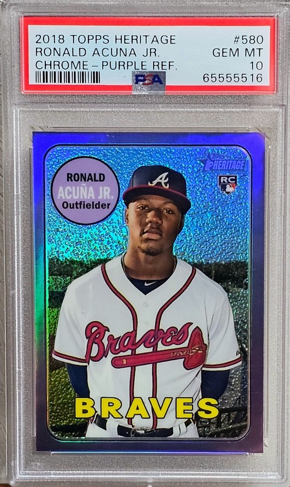 2018 Topps Heritage High Number - Ronald Acuña Jr. #THC-580 Chrome Purple Refrac