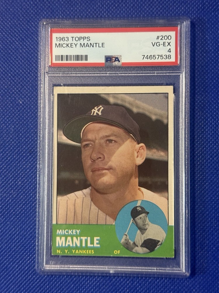 1963 Topps #200 MICKEY MANTLE PSA 4 Graded Vintage Very Sharp! M332