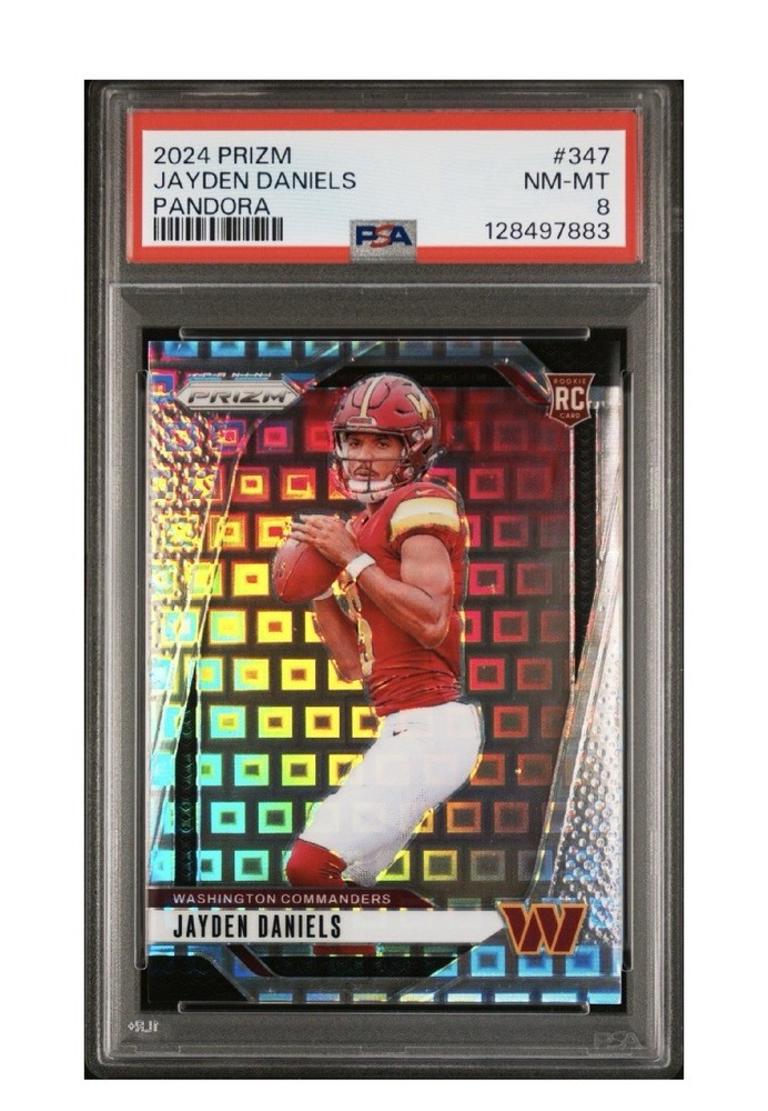 Panini 2024 Prizm Jayden Daniels Pandora Prizm #347 PSA 8 RC Commanders /400
