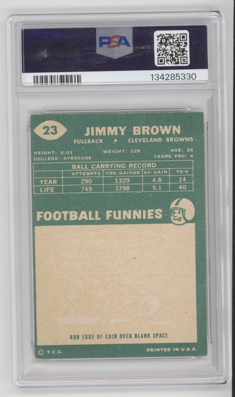 1960 Topps #23 Jim Brown Jimmy Brown PSA 4 Graded Football Card Cleveland NFL view 2