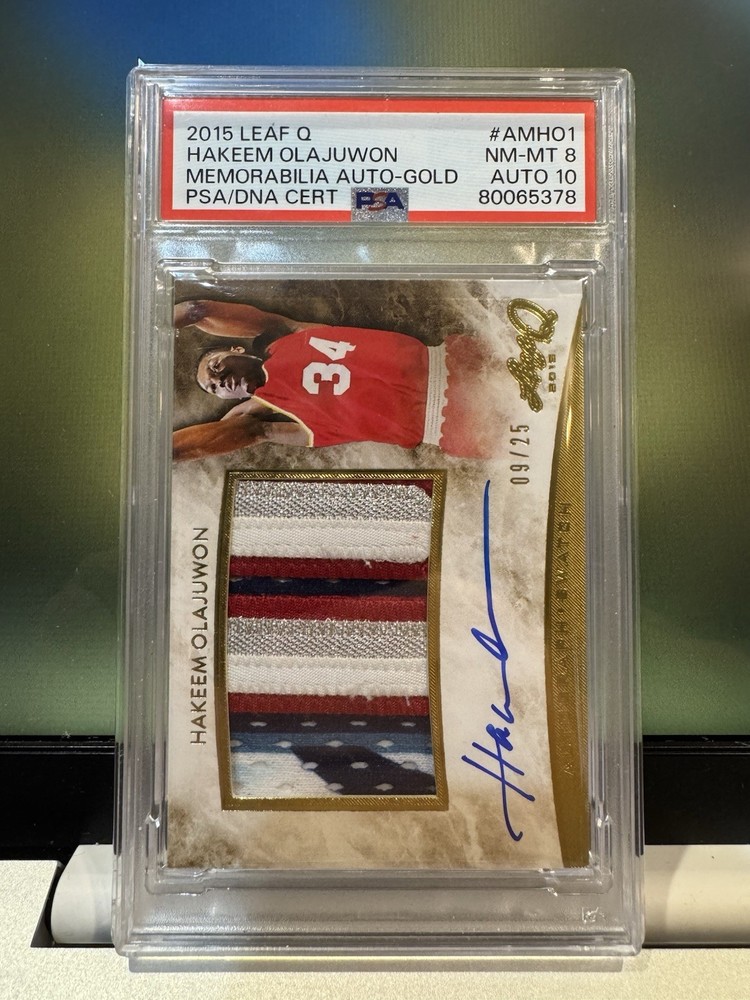 2015 Leaf Q HAKEEM OLAJUWON /25 AUTO-GOLD PSA 8 - PSA 10 AUTO