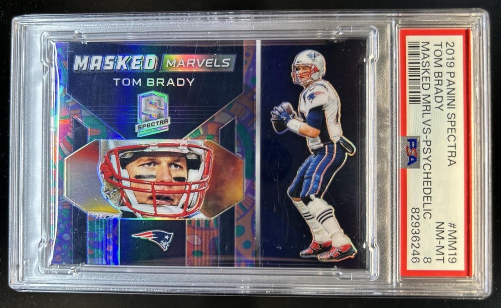 2019 Panini Spectra Tom Brady Masked Marvels Psychedelic #/5 Patriots PSA 8