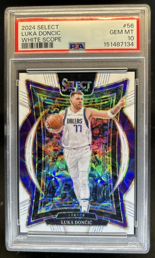 2024-25 Panini Select Luka Doncic Concourse White Scope Prizm #/35 Lakers PSA 10