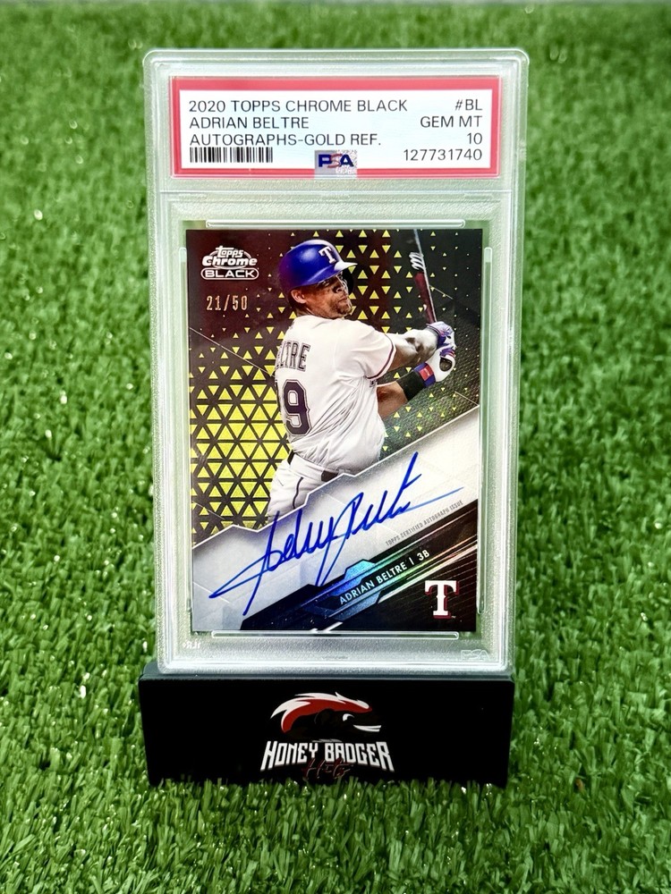 2020 Topps Chrome Black Adrian Beltre POP 1 Autograph True Gold /50 PSA 10 Auto