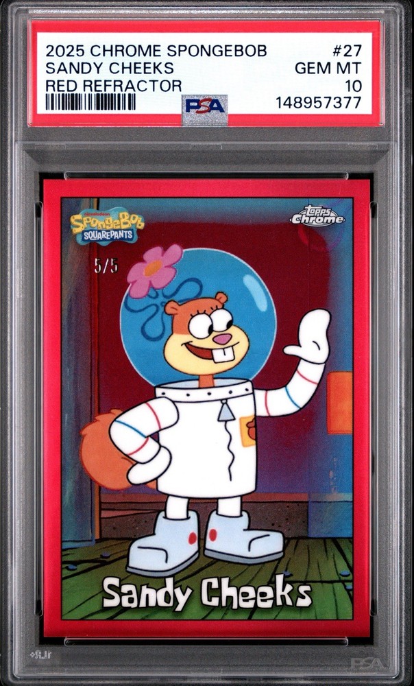 2025 Topps Chrome SpongeBob Sandy Cheeks #27 Red /5  PSA 10   POP 1 !!