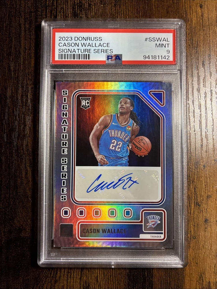 2023-24 Donruss Cason Wallace Signature Series Rookie Auto PSA 9 Thunder RC
