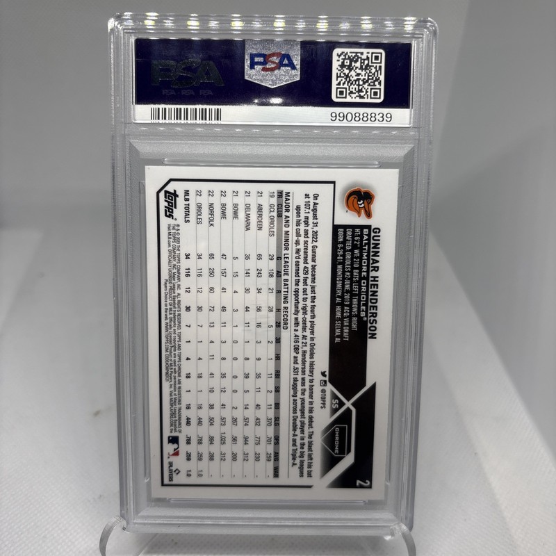 Gunnar Henderson 2023 Topps Chrome X-Fractor RC PSA 10 Baltimore Orioles view 2