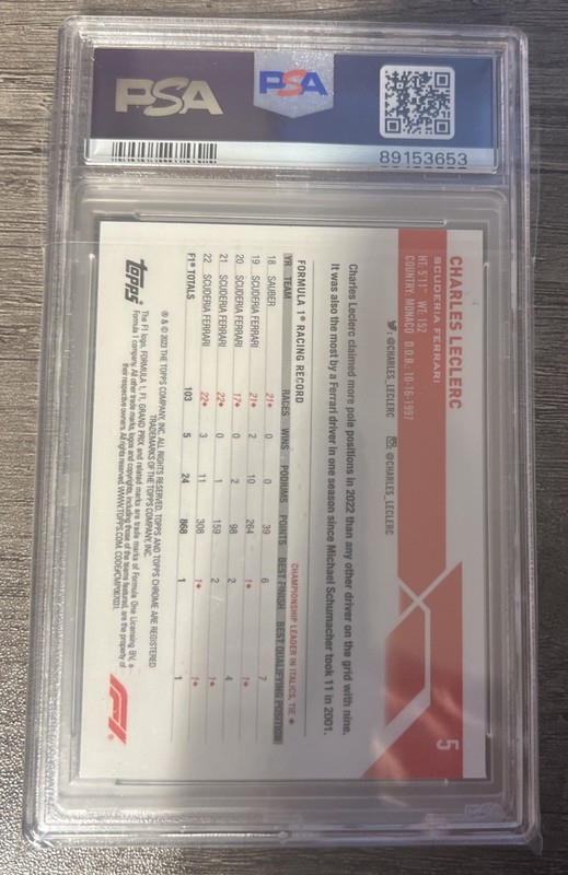 2023 topps chrome f1  Charles leclerc gold checker flag psa 10 /50 #5 view 2