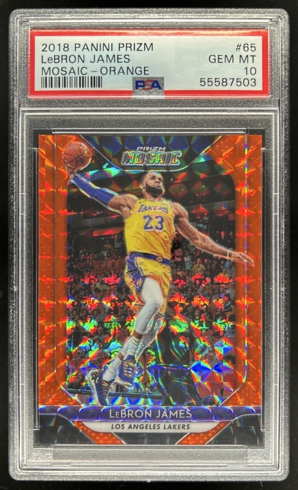 2018-19 Panini Mosaic Prizm LeBron James Orange #/99 Lakers PSA 10 GEM MINT