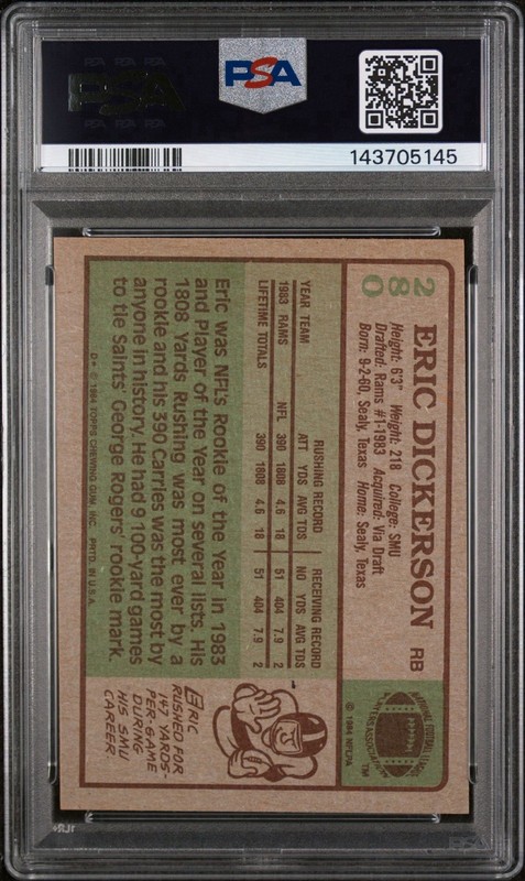 1984 Topps - Eric Dickerson #280 Signed Psa Authentic Auto 10 view 2