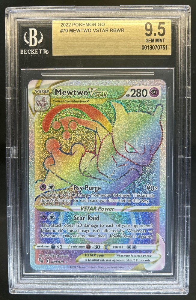 2022 Pokemon SWSH Pokemon GO Mewtwo VST Secret Rare #079/078 BGS 9.5