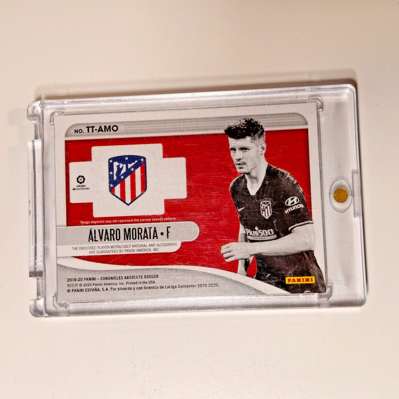 Alvaro Morata 2019-20 Panini Tools Of Trade Match-Worn Patch Auto /50 view 2