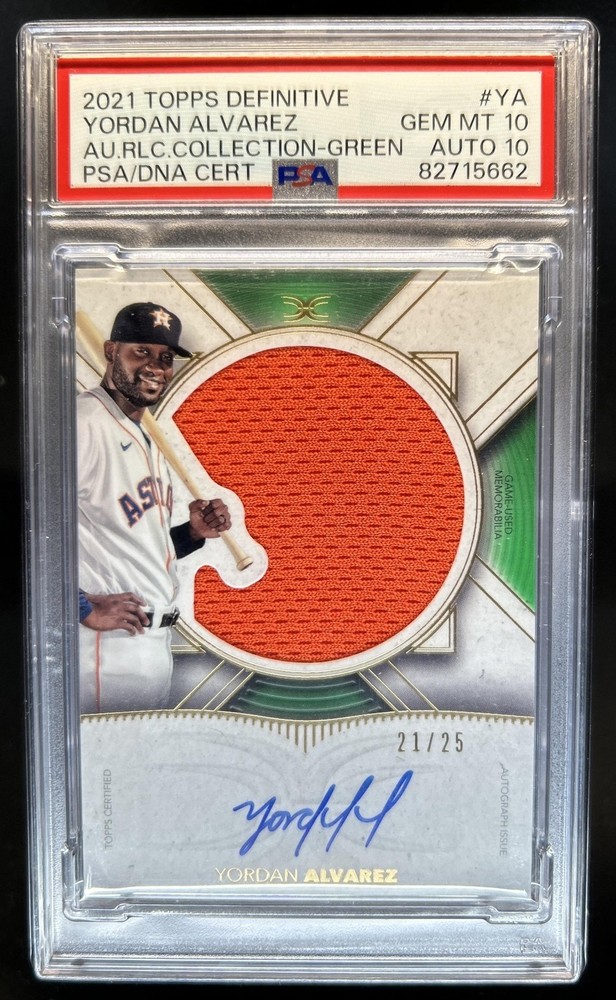 2021 Topps Definitive Yordan Alvarez Auto Autograph Green Jersey #/25 PSA 10