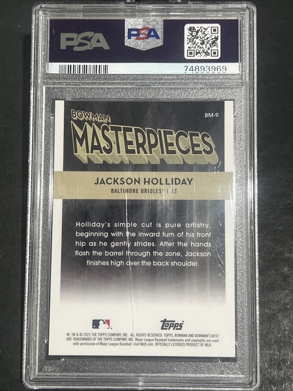 2022 Bowman's Best - PSA 10 Bowman Masterpieces Jackson Holliday #BM-9 (RC) view 2
