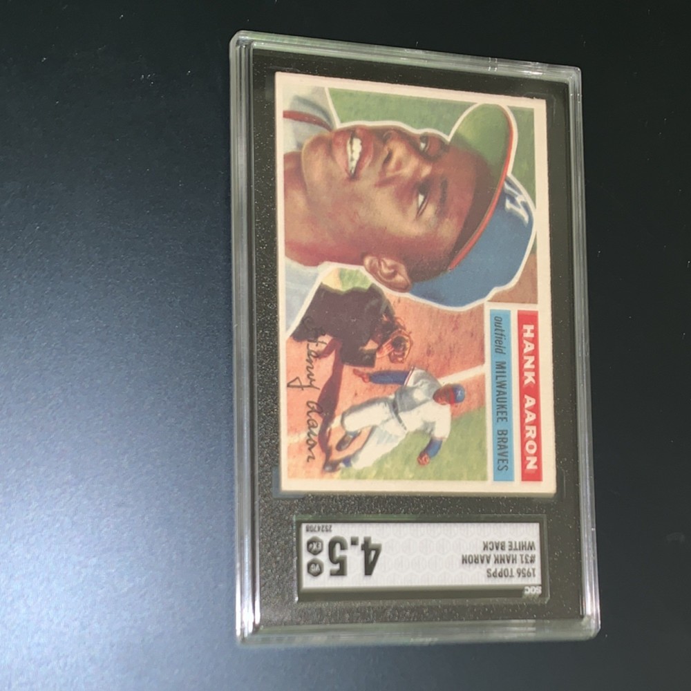 Topps 1956 Hank Aaron #31 Milwaukee Braves MLB White Back SGC 4.5 Card