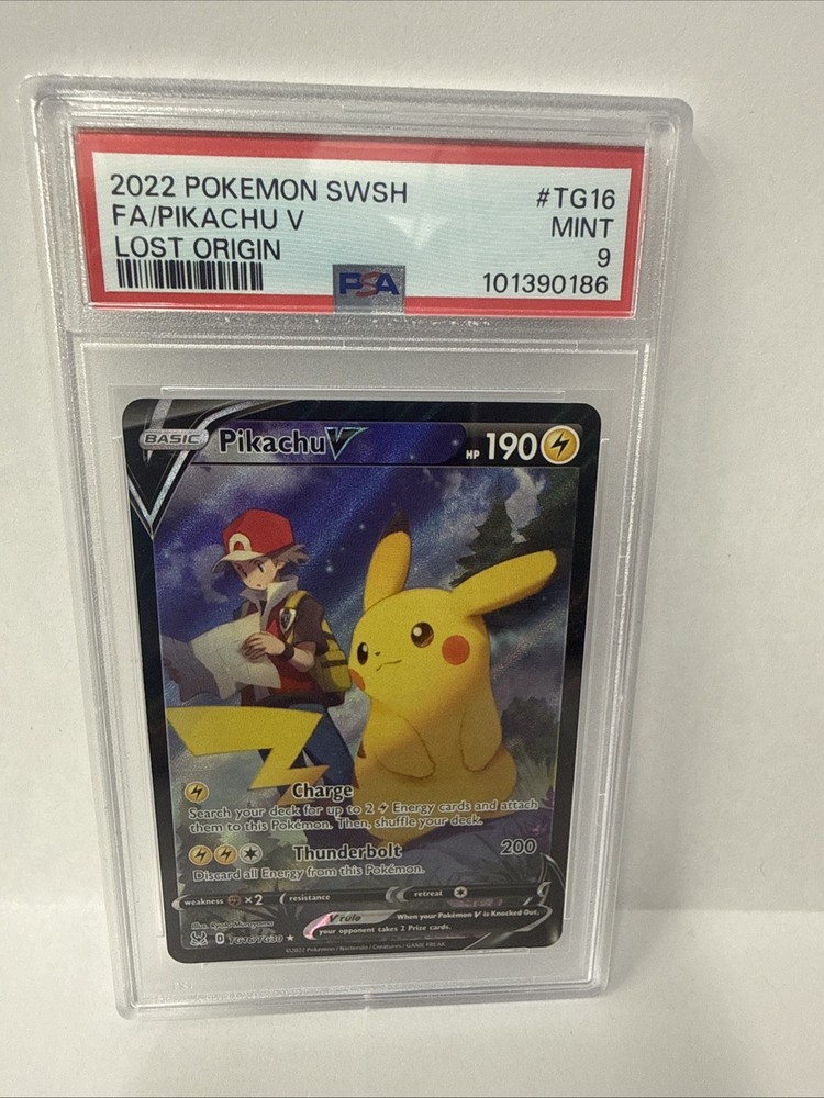 2022 POKEMON SWORD & SHIELD LOST ORIGIN #TG16 FULL ART/PIKACHU V PSA 9